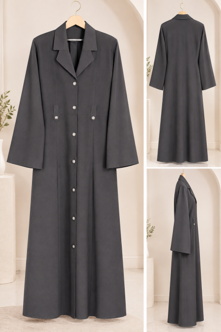 Modern Premium Button-Front Abaya – Elegant Layered Design